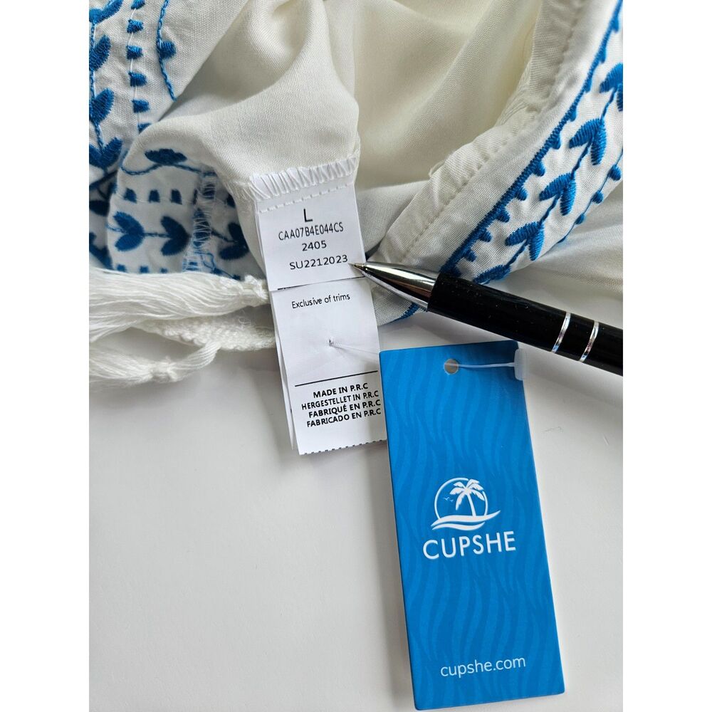 NWT Cupshe Swimsuit Coverup Beachy Boho Fringe 100 Viscose Large - Picture 11 of 12